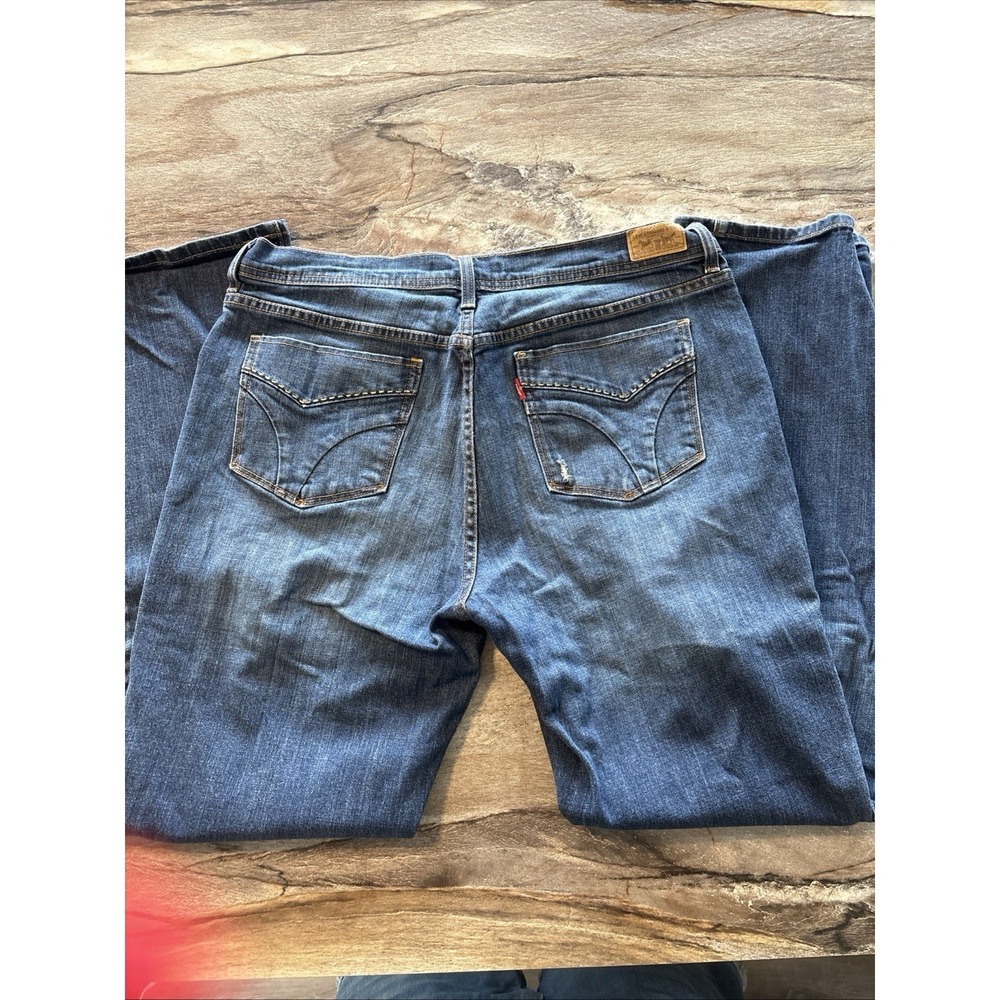 LEVI STRAUSS Women's Size 14M Blue 505 Straight Leg Jeans‎ Denim's Dark Wash